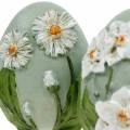 Floristik24 Huevos de Pascua con Motivos Florales Margaritas y Narcisos Azul, Verde Yeso Surtido 2pcs