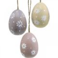 Floristik24 Huevos de pascua con decoración de flores para colgar huevos de madera clasificados 7cm 3pcs