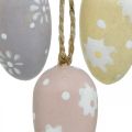 Floristik24 Mini huevos de Pascua, huevos de madera con flores, decoración de Pascua violeta, rosa, amarillo H3.5cm 6pcs
