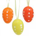 Floristik24 Mini huevo de Pascua para colgar punteado amarillo, rojo, naranja H4cm 24p