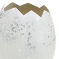 Huevo decorativo, mitad de huevo para decorar, decoración de Pascua Ø10,5cm H14,5cm blanco, plata 3pcs