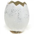 Huevo decorativo, mitad de huevo para decorar, decoración de Pascua Ø10,5cm H14,5cm blanco, plata 3pcs