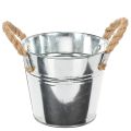 Floristik24 Cubo con asas de cuerda Ø14cm H12cm