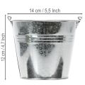 Cubo de Ø14cm H12cm, 6 unidades. Zinc, brillante. | Floristik24.es