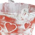 Floristik24 Cubo decorativo decoración corazón, recipiente de metal, Día de los Enamorados, asa cubo Ø12cm