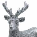 Floristik24 Decoración navideña ciervo plateado / poliresina brillante Al.12.5cm