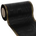 Floristik24 Elegante cinta de muaré para corona, 175 mm, negra con borde perlado y tejido de tafetán, cinta decorativa para floristería funeraria, cinta de lazo, 25 m