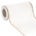 Floristik24 Elegante cinta de corona de muaré, 200 mm, blanca con borde perlado dorado y acabado especial, 25 m - Perfecta para decoraciones y celebraciones