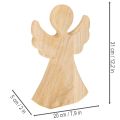 Ángel decorativo de madera, hecho de madera natural clara, decoración navideña, 30 cm. | Floristik24.es