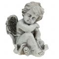 Floristik24 Figura conmemorativa ángel durmiente gris 16cm 2pcs