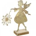 Floristik24 Ángel con diente de león, decoración de metal para Navidad, figura decorativa Adviento dorado aspecto antiguo Al 27,5 cm