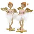 Floristik24 Deco bailarina ángel rosa, dorado Ø11,5 H15cm 2 piezas