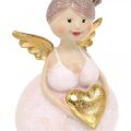 Floristik24 Figura decorativa ángel rosa con corazón decoración navideña 7 × 6 × 14cm 2pcs