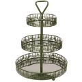 Floristik24 Soporte metálico escalonado para servir, verde, tres niveles, decoración de abeto, redondo, 49 cm