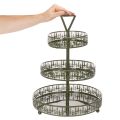 Soporte metálico escalonado para servir, verde, tres niveles, decoración de abeto, redondo, 49 cm | Floristik24.es