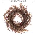 Corona artificial con ramas de helecho, decoración otoñal, 35 cm. | Floristik24.es