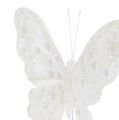 Floristik24 Pluma mariposa blanca con mica 11cm 3pcs