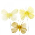 Floristik24 Deco mariposas en alambre, decoración primaveral, mariposas primaverales en tonos amarillos 6pcs