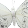 Floristik24 Mariposa de primavera con pedrería, brillo blanco 10,5cm 4pcs