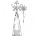Floristik24 Decoración de primavera, hada de las flores como farol, decoración de mesa de metal, duende con flor blanca Al. 32,5 cm
