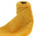 Floristik24 Cinta de pelo piel sintética amarilla para camino de mesa de manualidades 15 × 150cm