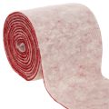 Floristik24 Cinta de fieltro, 100% lana, bicolor, para usar como salvamanteles, cinta de fieltro blanca/roja, 15 cm x 5 m
