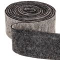 Cinta de fieltro, correa para macetas, 100% lana, gris/negro, 7,5 cm de ancho, 5 m de largo | Floristik24.es