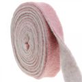 Floristik24 Bisagra para macetas, cinta decorativa de fieltro de lana rosa oscuro / gris An4.5cm L5m
