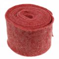 Floristik24 Cinta de fieltro, cinta para macetas, fieltro de lana rojo, jaspeado blanco 15cm 5m