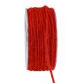 Floristik24 Cordón de fieltro hilo de lana cordón de lana hilo de mecha rojo 100m