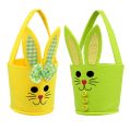 Floristik24 Bolsa de fieltro conejo amarillo, verde cesta de Pascua decoración de Pascua fieltro 2 piezas