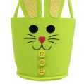 Floristik24 Bolsa de fieltro conejo amarillo, verde cesta de Pascua decoración de Pascua fieltro 2 piezas