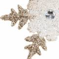 Floristik24 Árbol de navidad decoración copo de nieve brillo perla 2pcs