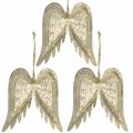 Floristik24 Alas de ángel, decoración de metal para colgar, adornos para árboles de Navidad dorados, aspecto antiguo Al 11,5 cm An 11 cm 3 piezas