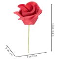 Rosas artificiales rojas con tallo, 5 cm, 100 unidades | Floristik24.es