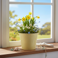 Maceta metálica, amarillo pastel, Ø16cm H14cm | Floristik24.es