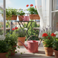 Regadera decorativa de metal, maceta rosa, 1,25 l, para interior/exterior, balcón. | Floristik24.es