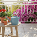 Regadera decorativa, maceta de metal azul, 28x13x17cm, 1.25l, para jardín y balcón. | Floristik24.es
