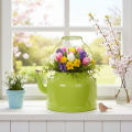 Tetera decorativa de metal, verde manzana - maceta - Ø20cm H15cm - decoración versátil para el jardín e idea de regalo | Floristik24.es