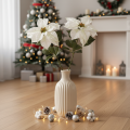 Flor de Pascua blanca artificial, decoración de rama florida grande, 65 cm, 2 piezas | Floristik24.es