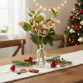 Adorno floral artificial de rosas navideñas, ramo de 4 piezas de 30 cm. | Floristik24.es