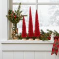 Árbol de Navidad decorativo estrecho, árbol de Navidad artificial sobre base de madera, 40 cm, 3 piezas | Floristik24.es