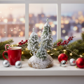 Abetos cubiertos de nieve, paisaje invernal artificial para decoración de mesa y pueblo navideño, 29 cm. | Floristik24.es