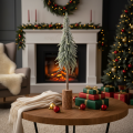 Abeto artificial, escarchado, árbol decorativo sobre una base de madera para decoración invernal y navideña, 75 cm. | Floristik24.es