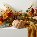 Calabaza de madera con mango de metal negro natural Ø12cm H13cm | Floristik24.es