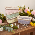 Cesta rectangular para plantas con lámina, cesta decorativa, macetero, 25 cm, 4 piezas | Floristik24.es