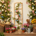 Marco de ventana de madera como decoración de pared 100cm | Floristik24.es
