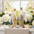 Decoración de botella de vidrio con conchas y colgante, decoración de mesa marítima, 17 cm, 2 piezas | Floristik24.es