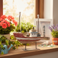 Maqueta decorativa de barco de madera para alféizar de ventana, 20 cm. | Floristik24.es