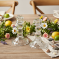 Portavelas transparente, diseño clásico, decoración de mesa, 12 cm, 2 unidades | Floristik24.es